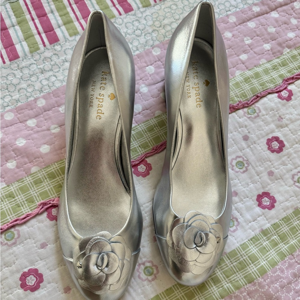 Kate Spade Silver Block Heel Pumps - Picture 7 of 9
